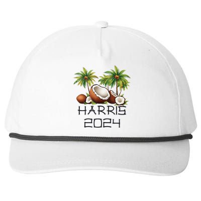 Coconut Tree Kamala Harris 2024 President Vote Blue Snapback Five-Panel Rope Hat