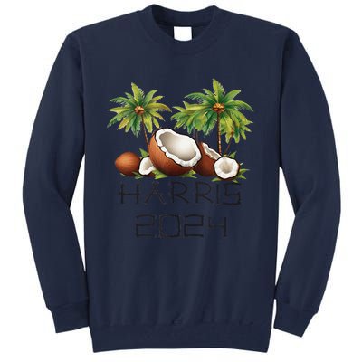 Coconut Tree Kamala Harris 2024 President Vote Blue Tall Sweatshirt