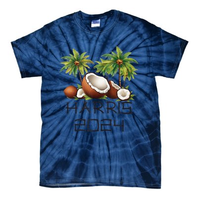 Coconut Tree Kamala Harris 2024 President Vote Blue Tie-Dye T-Shirt