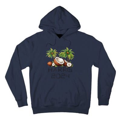 Coconut Tree Kamala Harris 2024 President Vote Blue Tall Hoodie