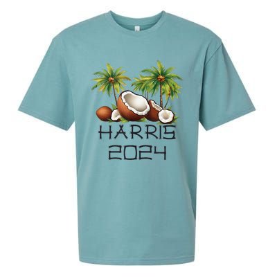 Coconut Tree Kamala Harris 2024 President Vote Blue Sueded Cloud Jersey T-Shirt