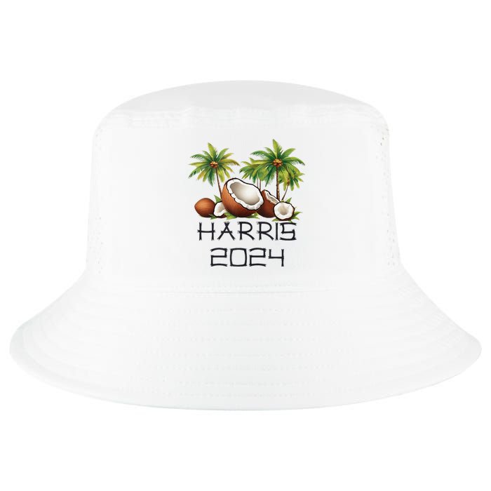 Coconut Tree Kamala Harris 2024 President Vote Blue Cool Comfort Performance Bucket Hat