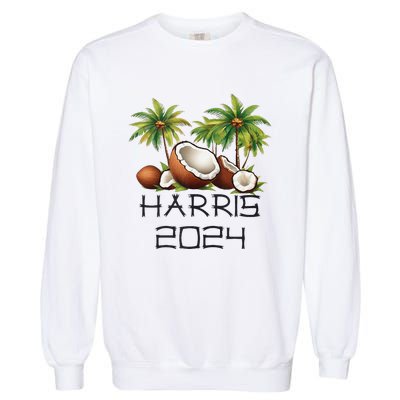 Coconut Tree Kamala Harris 2024 President Vote Blue Garment-Dyed Sweatshirt