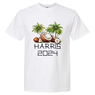 Coconut Tree Kamala Harris 2024 President Vote Blue Garment-Dyed Heavyweight T-Shirt