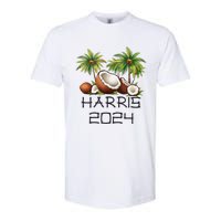 Coconut Tree Kamala Harris 2024 President Vote Blue Softstyle CVC T-Shirt