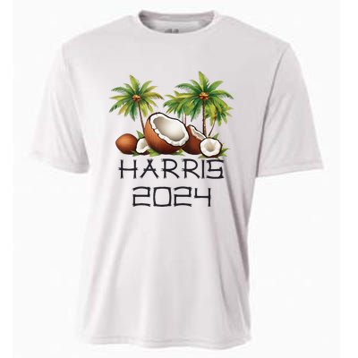 Coconut Tree Kamala Harris 2024 President Vote Blue Cooling Performance Crew T-Shirt