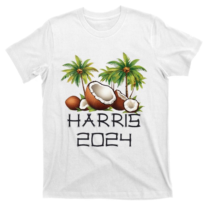 Coconut Tree Kamala Harris 2024 President Vote Blue T-Shirt