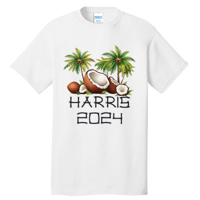 Coconut Tree Kamala Harris 2024 President Vote Blue Tall T-Shirt