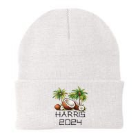 Coconut Tree Kamala Harris 2024 President Vote Blue Knit Cap Winter Beanie