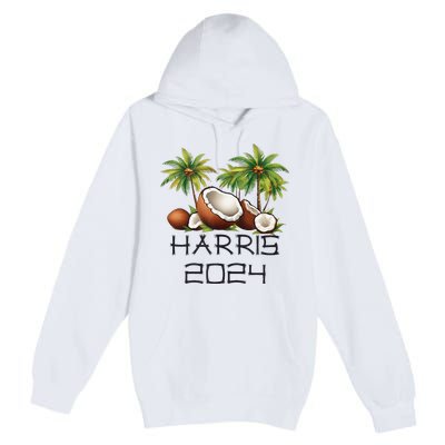 Coconut Tree Kamala Harris 2024 President Vote Blue Premium Pullover Hoodie