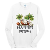 Coconut Tree Kamala Harris 2024 President Vote Blue Tall Long Sleeve T-Shirt