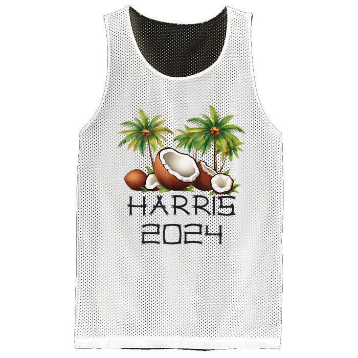 Coconut Tree Kamala Harris 2024 President Vote Blue Mesh Reversible Basketball Jersey Tank