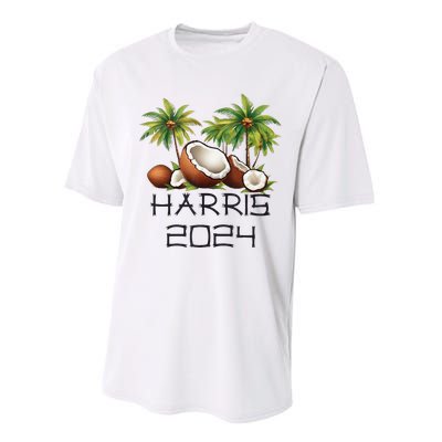 Coconut Tree Kamala Harris 2024 President Vote Blue Performance Sprint T-Shirt