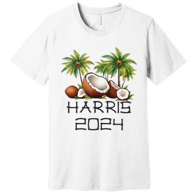 Coconut Tree Kamala Harris 2024 President Vote Blue Premium T-Shirt