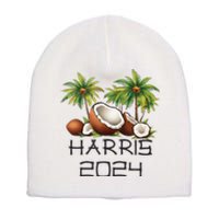 Coconut Tree Kamala Harris 2024 President Vote Blue Short Acrylic Beanie