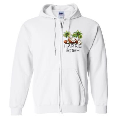 Coconut Tree Kamala Harris 2024 President Vote Blue Full Zip Hoodie