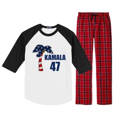 Coconut Tree Kamala 47 Usa Flag Raglan Sleeve Pajama Set