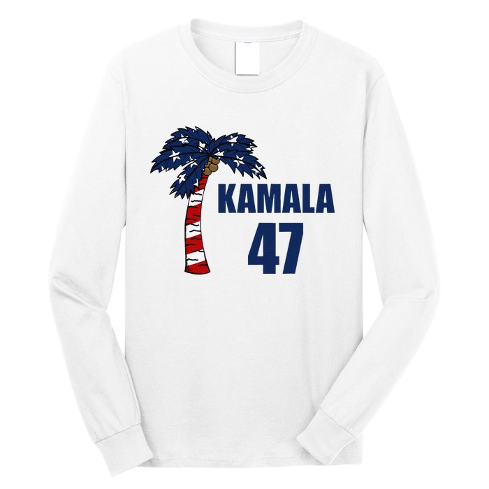 Coconut Tree Kamala 47 Usa Flag Long Sleeve Shirt