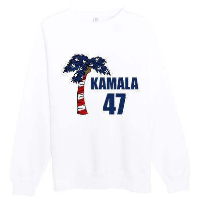 Coconut Tree Kamala 47 Usa Flag Premium Crewneck Sweatshirt