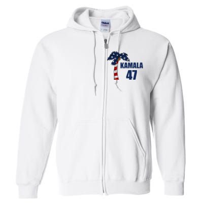 Coconut Tree Kamala 47 Usa Flag Full Zip Hoodie