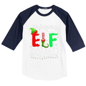 Christmas Teacher Kindergarten Elf Squad Lights Baseball Sleeve Shirt