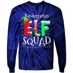 Christmas Teacher Kindergarten Elf Squad Lights Tie-Dye Long Sleeve Shirt