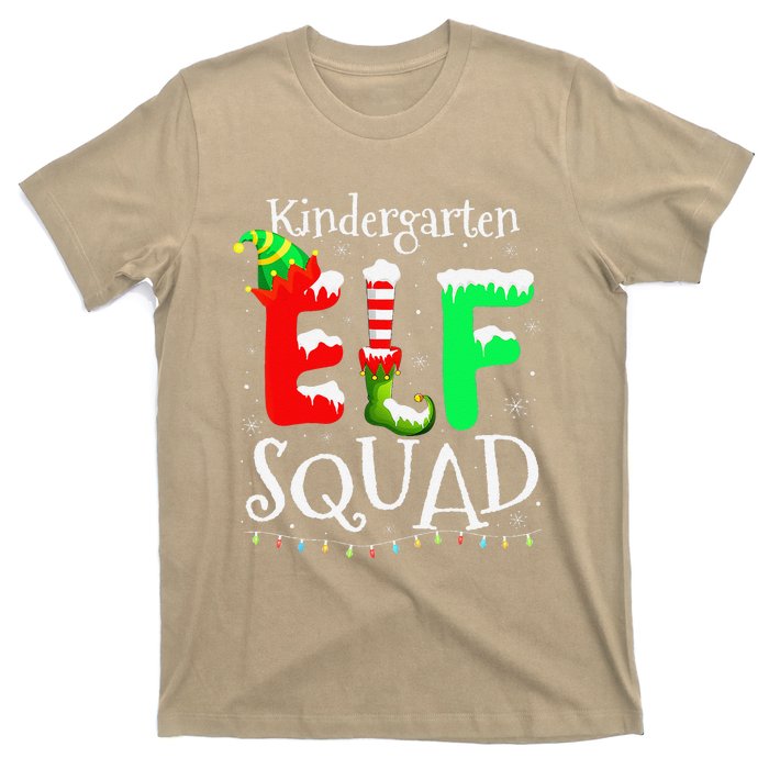 Christmas Teacher Kindergarten Elf Squad Lights T-Shirt