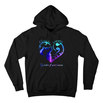 Choose To Keep Going Heart Wolf Suicide Awareness Hoodie