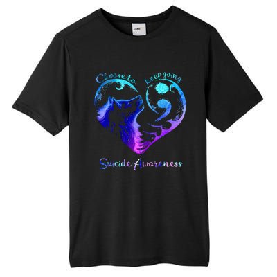 Choose To Keep Going Heart Wolf Suicide Awareness Tall Fusion ChromaSoft Performance T-Shirt