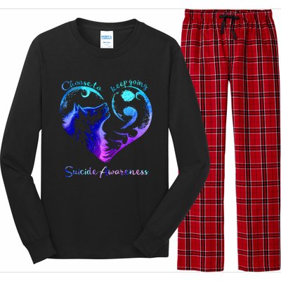 Choose To Keep Going Heart Wolf Suicide Awareness Long Sleeve Pajama Set