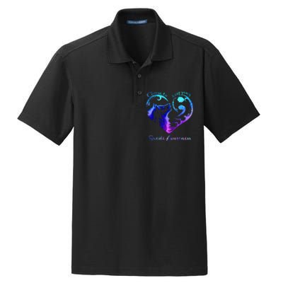 Choose To Keep Going Heart Wolf Suicide Awareness Dry Zone Grid Polo