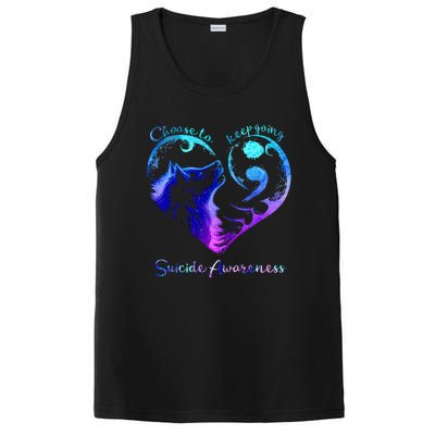 Choose To Keep Going Heart Wolf Suicide Awareness PosiCharge Competitor Tank