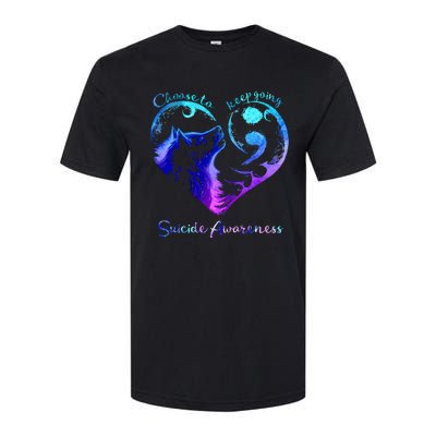 Choose To Keep Going Heart Wolf Suicide Awareness Softstyle CVC T-Shirt