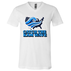 Catch The Kam Wave For Us President Election Vote Kamala V-Neck T-Shirt