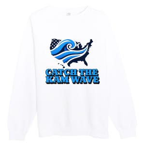 Catch The Kam Wave For Us President Election Vote Kamala Premium Crewneck Sweatshirt