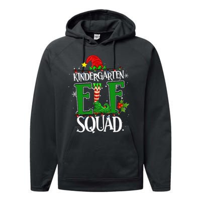 Christmas Teacher Kindergarten Elf Squad Xmas Lights Pajamas Performance Fleece Hoodie