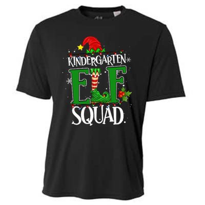 Christmas Teacher Kindergarten Elf Squad Xmas Lights Pajamas Cooling Performance Crew T-Shirt