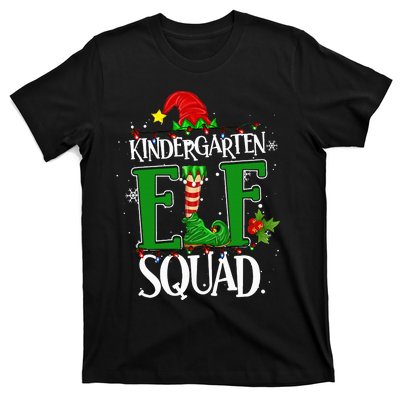 Christmas Teacher Kindergarten Elf Squad Xmas Lights Pajamas T-Shirt