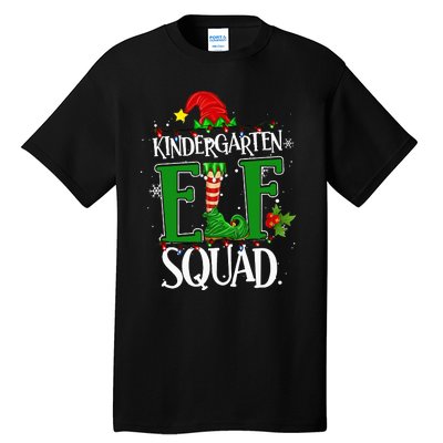 Christmas Teacher Kindergarten Elf Squad Xmas Lights Pajamas Tall T-Shirt