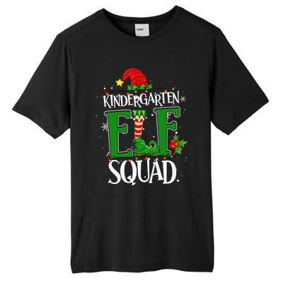 Christmas Teacher Kindergarten Elf Squad Xmas Lights Pajamas Tall Fusion ChromaSoft Performance T-Shirt