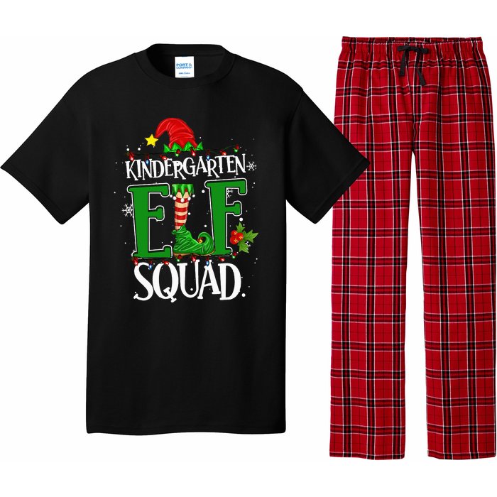 Christmas Teacher Kindergarten Elf Squad Xmas Lights Pajamas Pajama Set