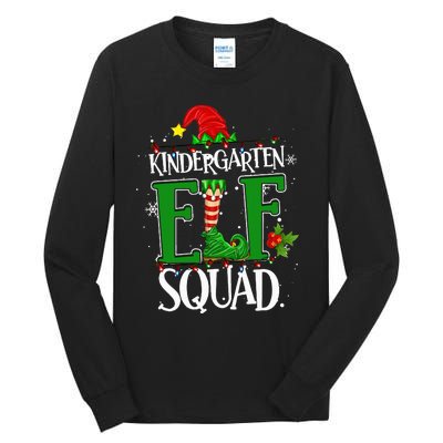 Christmas Teacher Kindergarten Elf Squad Xmas Lights Pajamas Tall Long Sleeve T-Shirt