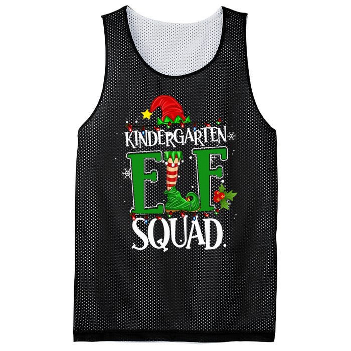 Christmas Teacher Kindergarten Elf Squad Xmas Lights Pajamas Mesh Reversible Basketball Jersey Tank