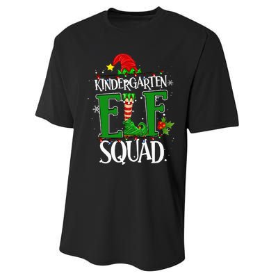 Christmas Teacher Kindergarten Elf Squad Xmas Lights Pajamas Performance Sprint T-Shirt