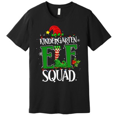 Christmas Teacher Kindergarten Elf Squad Xmas Lights Pajamas Premium T-Shirt