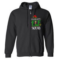 Christmas Teacher Kindergarten Elf Squad Xmas Lights Pajamas Full Zip Hoodie