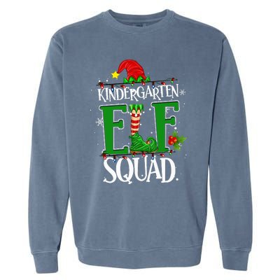 Christmas Teacher Kindergarten Elf Squad Xmas Lights Pajamas Garment-Dyed Sweatshirt