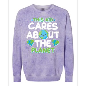 Cute This Kid Cares About The Planet Colorblast Crewneck Sweatshirt