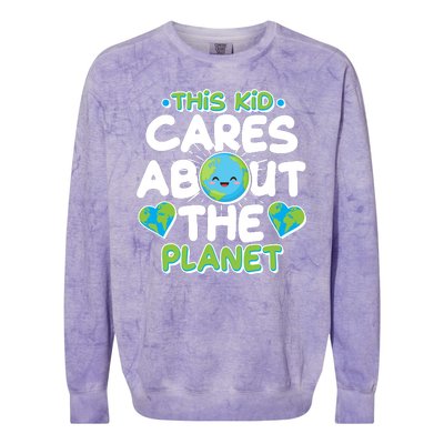 Cute This Kid Cares About The Planet Colorblast Crewneck Sweatshirt