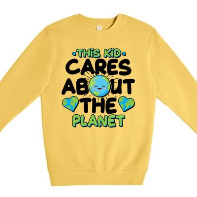 Cute This Kid Cares About The Planet Premium Crewneck Sweatshirt